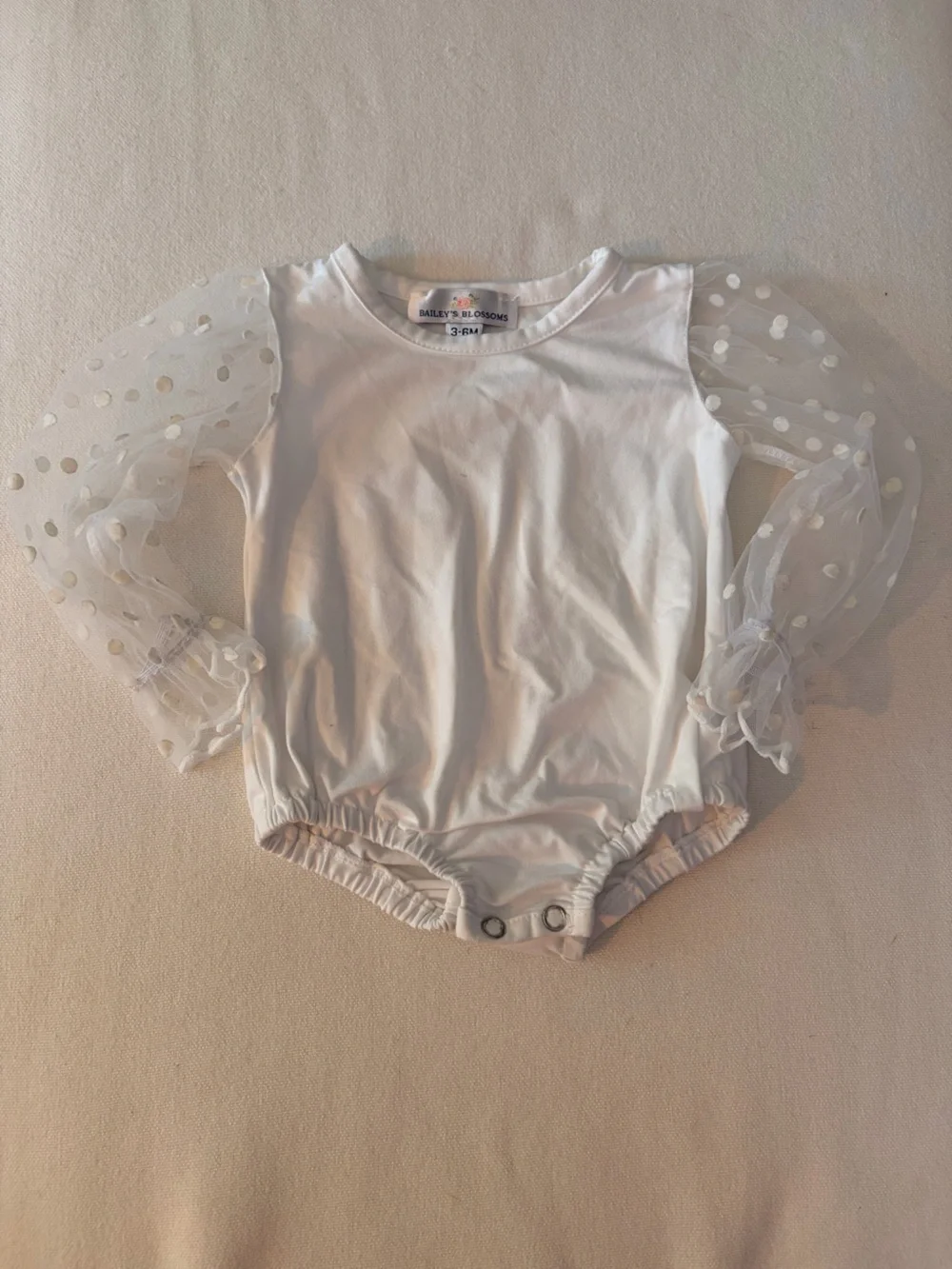 Baby girl White Sheer Dot Sleeve Bodysuit